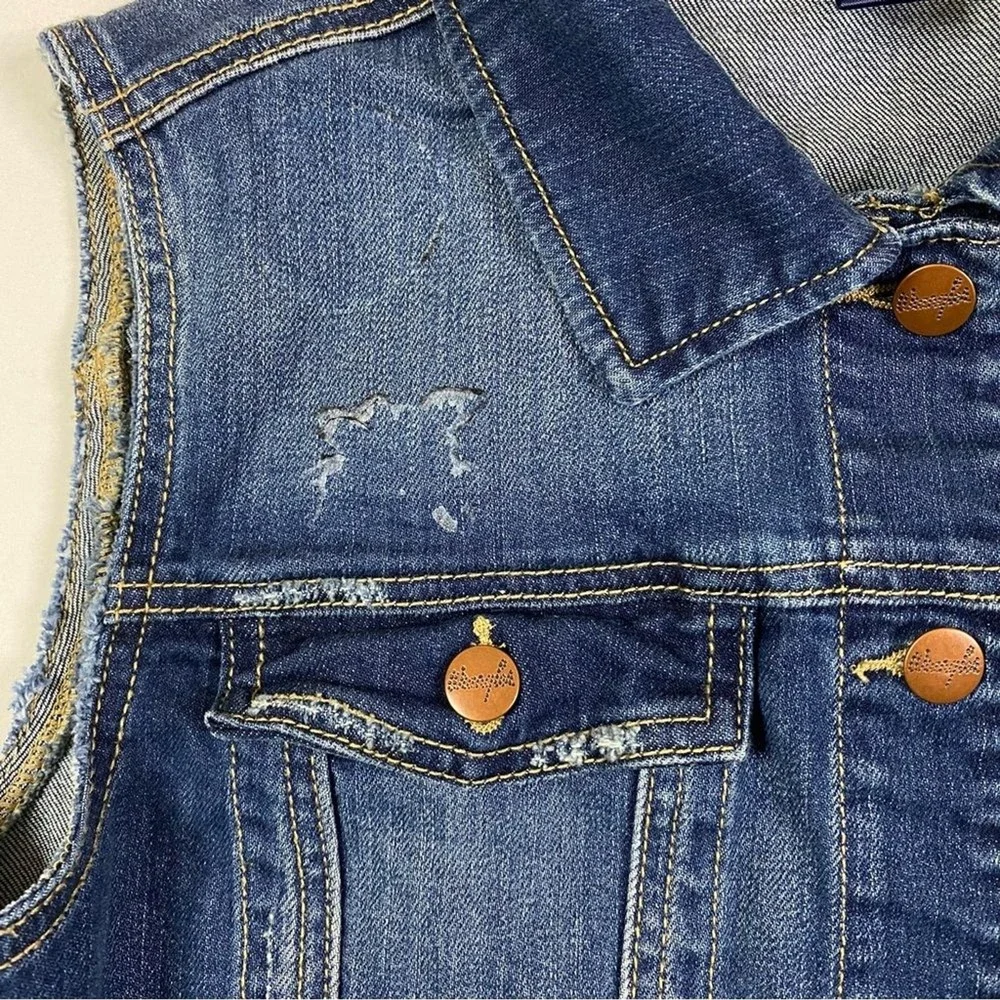Wrangler Denim Vest Girl's XL Jean Jacket Biker‎ Western Cowgirl USA Patches